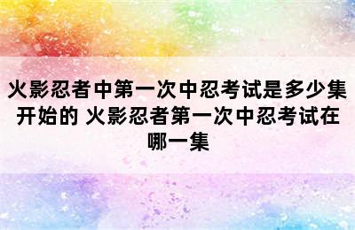 火影忍者中第一次中忍考试是多少集开始的 火影忍者第一次中忍考试在哪一集